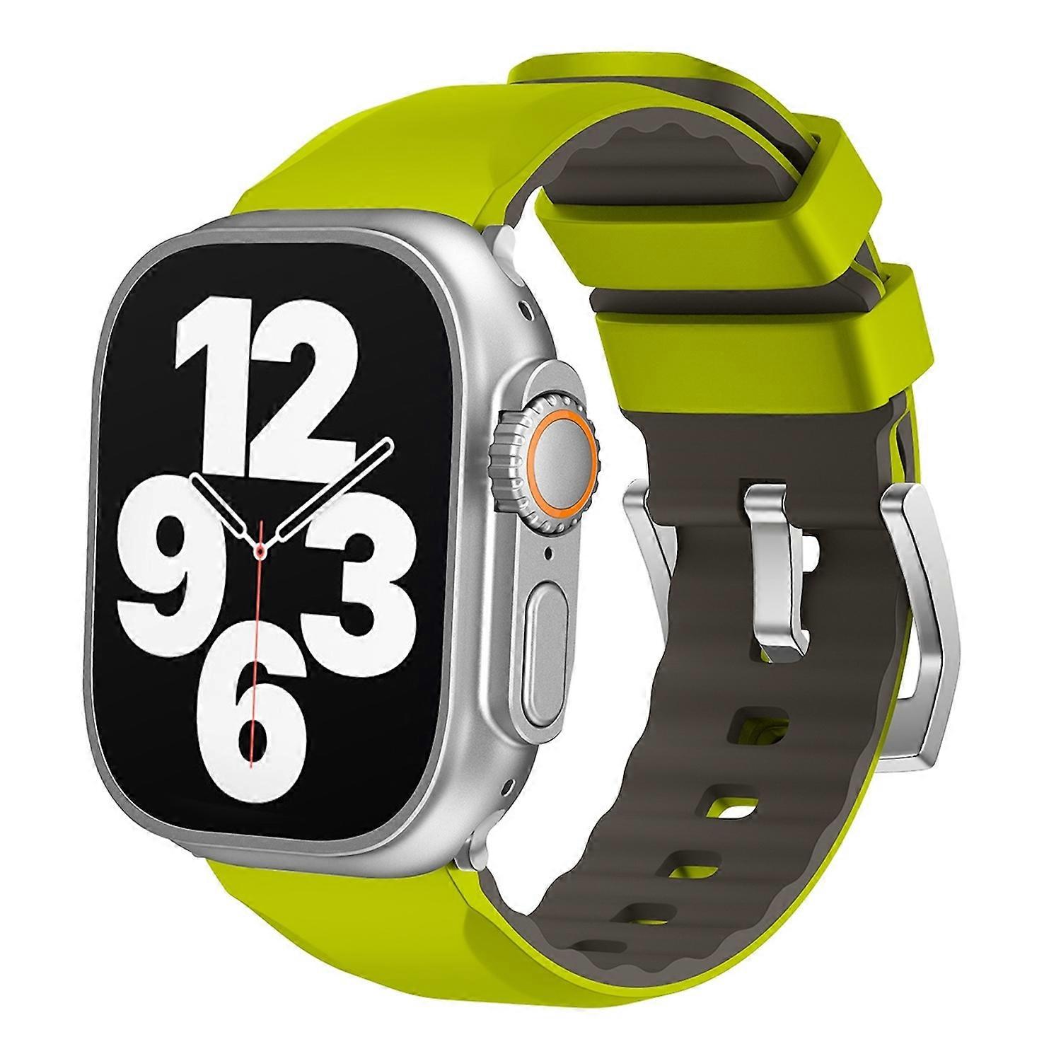 For Apple Watch SE 2023 40mm Two Color Silicone Sport Band Watch Replacement Arm Band Light Green