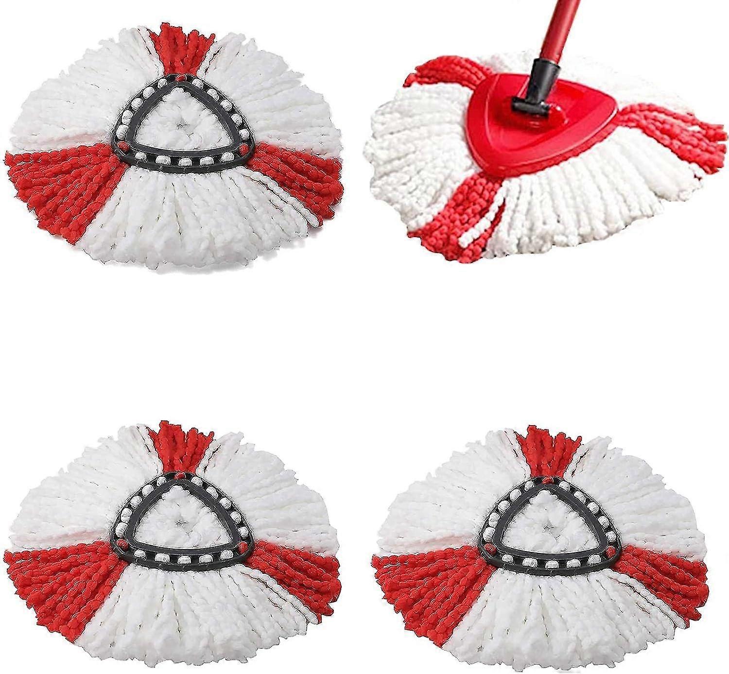 4 Pack Spin Mop Heads Replacement for Vileda & O-Cedar - Microfiber, Machine Washable, Deep Cleaning, Fits Triangle Mops