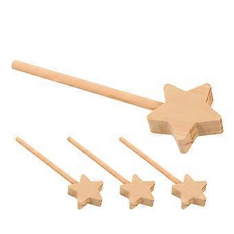 4 Stück DIY Holzstern-Feenstab, unbemalte Bastelstäbe, Sternform, Feenstab, Malstäbe, unvollendetes Holz, DIY-Bastelarbeiten