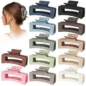 Pacote com 12 Presilhas de Cabelo Médias de 8,9 cm (3,5") para Mulheres com Cabelo Grosso ou Fino, Presilhas de Cabelo Banana Foscas com Fixação Forte