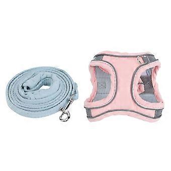 Cat Vest Harnesses e Leash Color bloqueado reflexivo ajustável Escape Proof Kitten Vest Harnesses para andar ao ar livre azul rosa L