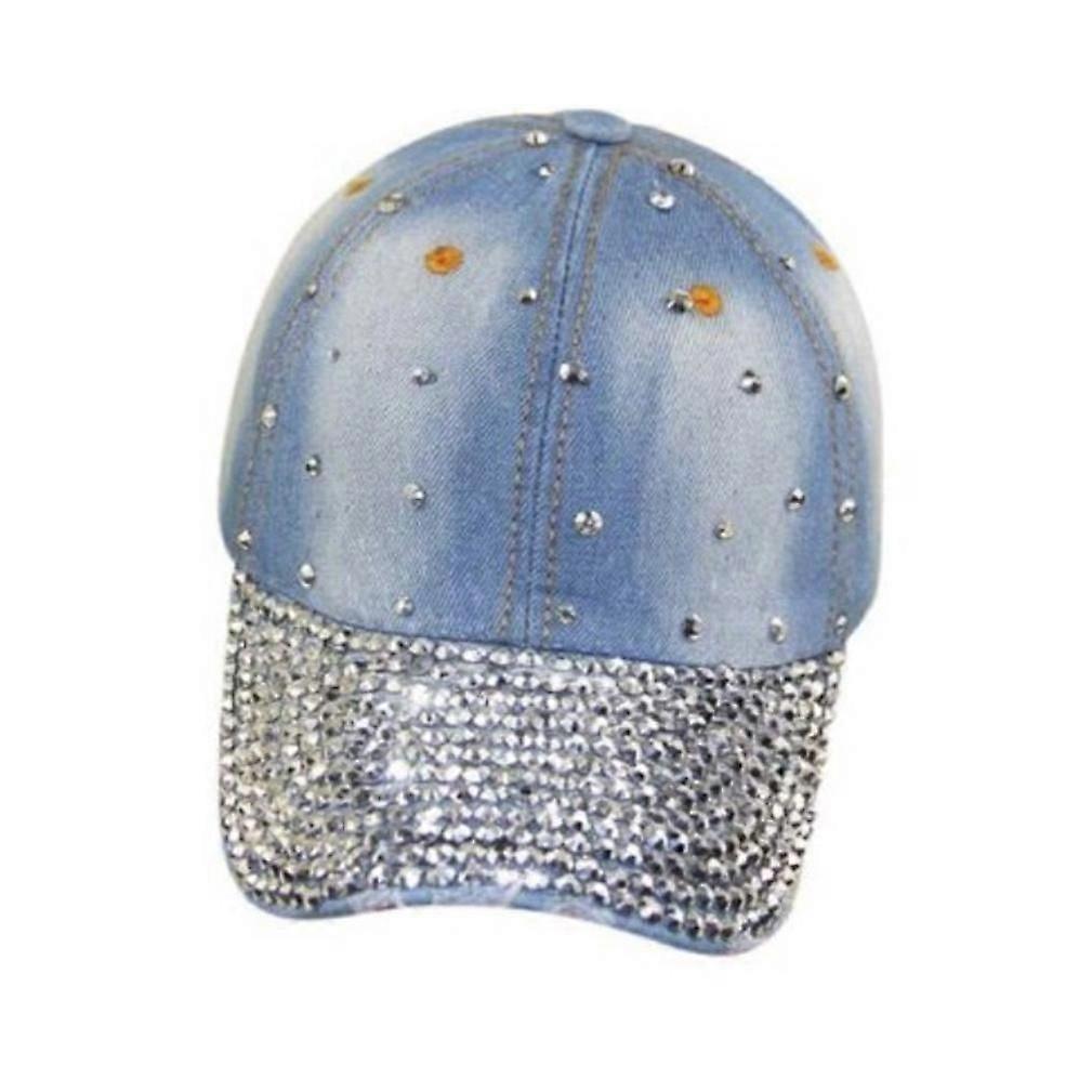 Semi-Brimmed Denim Baseball Cap Diamond Snapback Hat