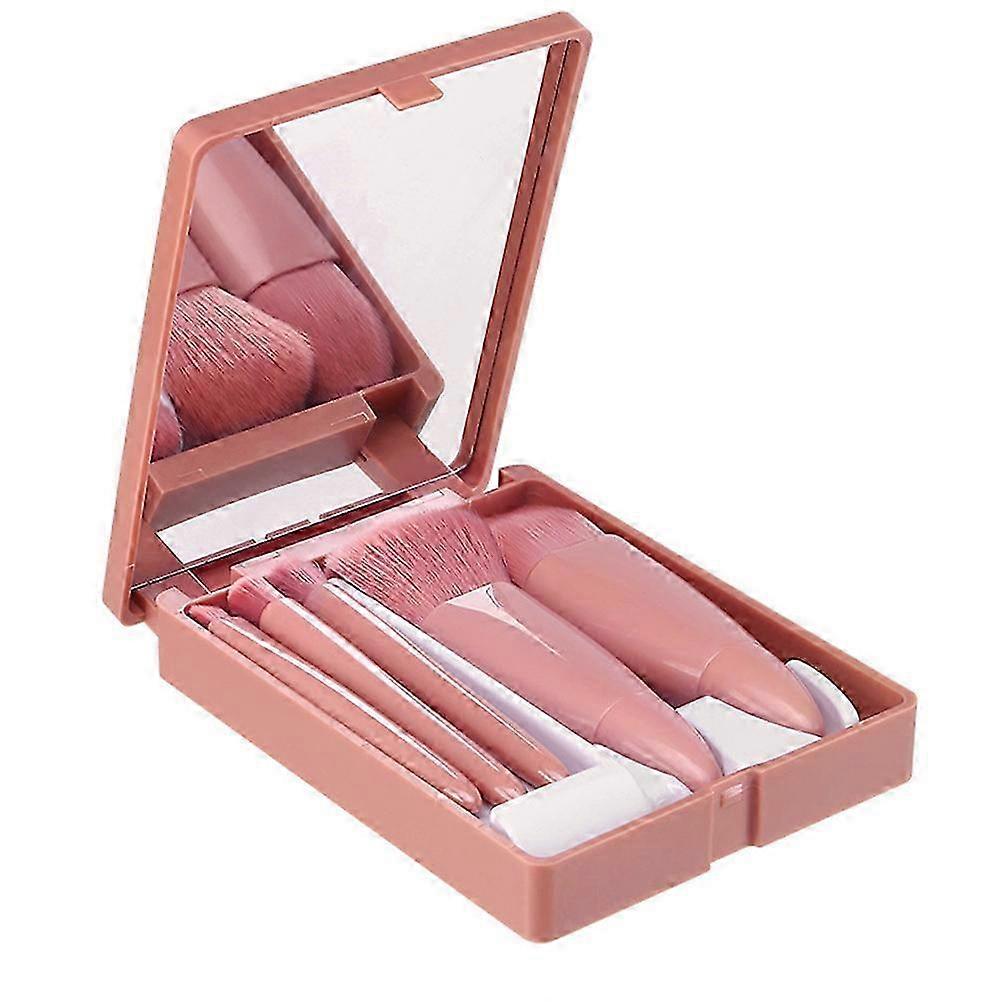Makeup Brush Set 5Pcs featuring Mirror for Face Beauty Application