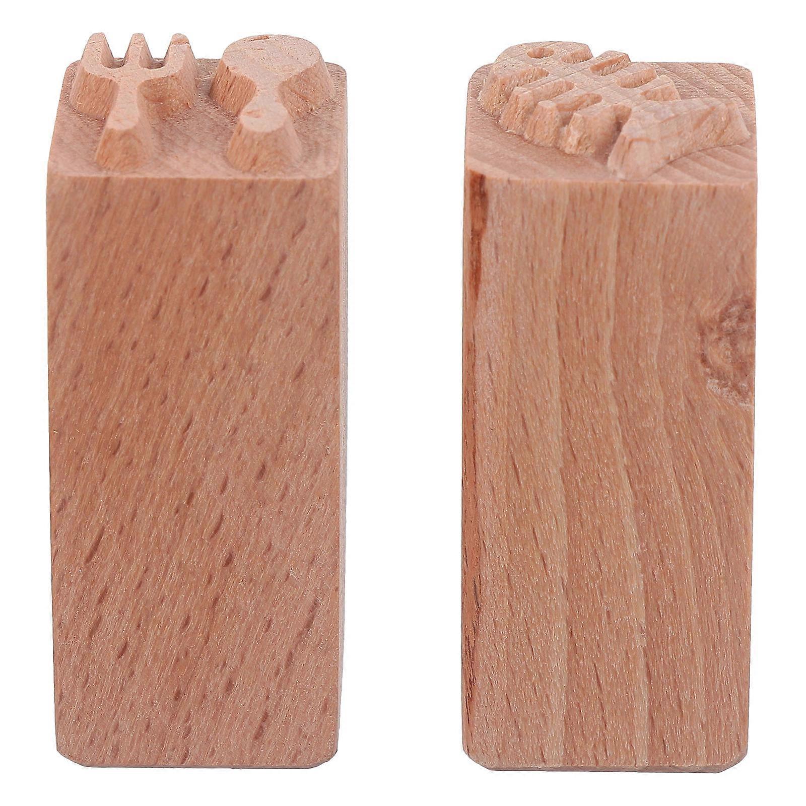 Wooden Seal Square Stamp for DIY 4Pcs Practical Chic Pattern Design
