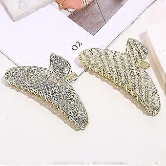 2 stk Rhinestone hårspenner, metallkloklemmer for kvinner, sklisikre glitrende hårspenner, bryllupsperle hårspenner, 4,53" diamanthårkloklipp