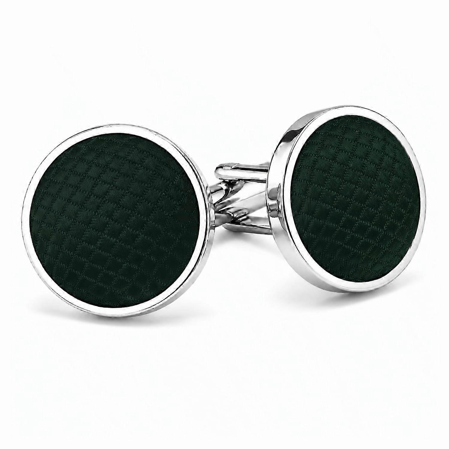 Dark Green Solid Check Cufflinks