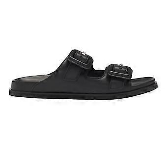 Sandalias planas Boss para mujer/señora, de piel de vacuno con doble hebilla.