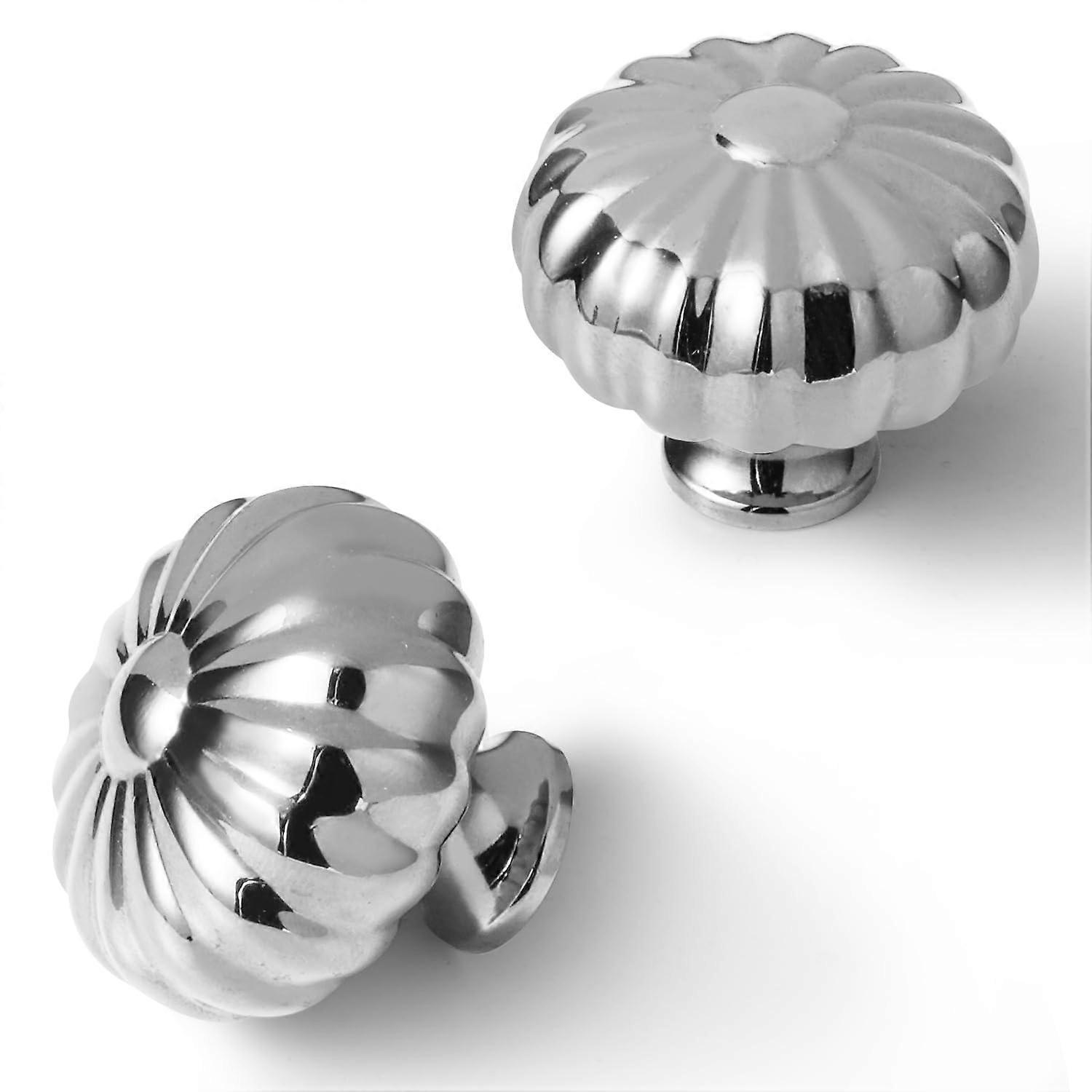 8 Pack Pumpkin Shape Cabinet Knobs Bright Chrome Dresser Drawer Pulls Brass 11/3 Inch