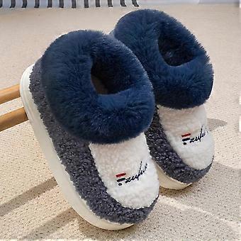 Winterslippers - Suède corduroy, dik en antislip, verwarmde fleecevoering, zachte stof, eenvoetschoen, geschikt voor zowel mannen als vrouwen
