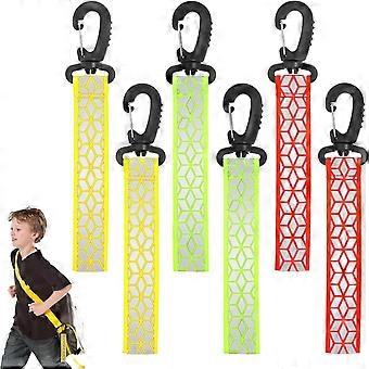 Pack of 6 Safety Reflector Pendant Key Fob, Reflectors for Children's Clothing, Reflective Pendant for Backpack, for Cycling, Hiking, Running