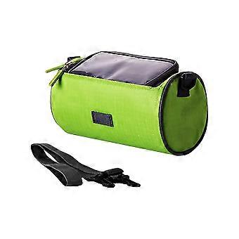 Bike Handlebar Bag for Cycling Wear Resistant Green Phone Touch Cylinder Bag