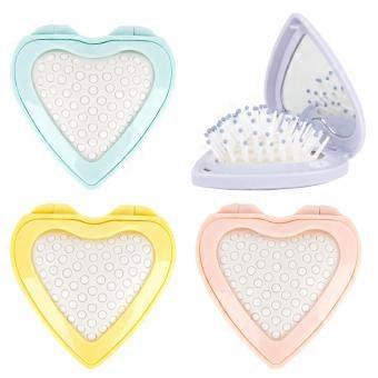 Travel Hair Brush with Mirror, 4 Pack Folding Pocket Comb, Compact Detangling for Purse or Bag