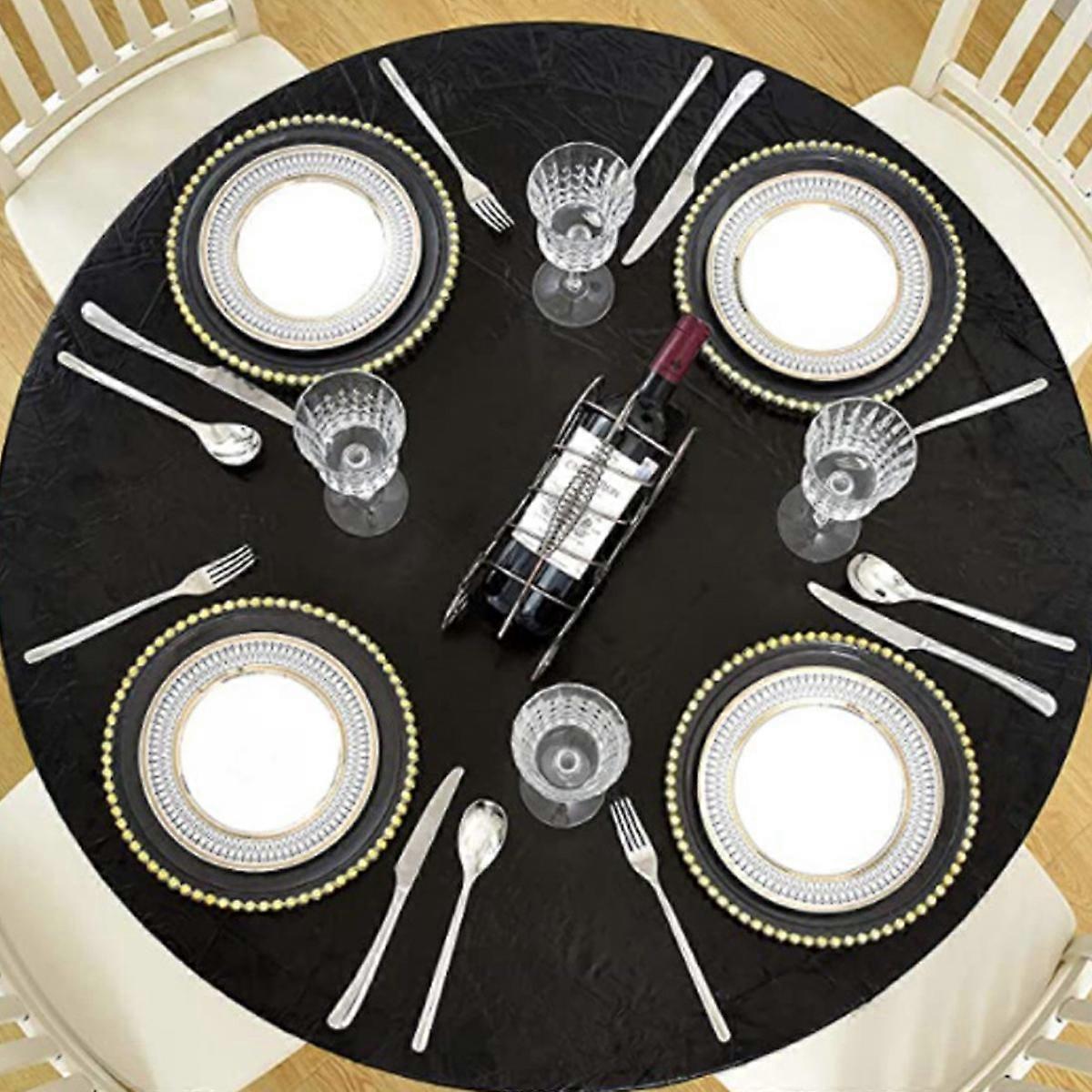 Flannel-Backed Elastic Round Tablecloth