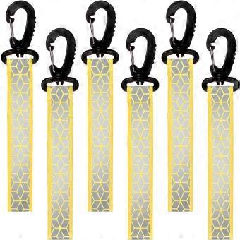 6 stuks reflecterende bandjes, groene reflecterende rugzaklabels, reflecterende fietshangers, glow-in-the-dark sleutelhangers, veiligheidsreflectoren voor in het donker.