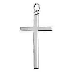 Silver 30x17mm plain solid block Cross