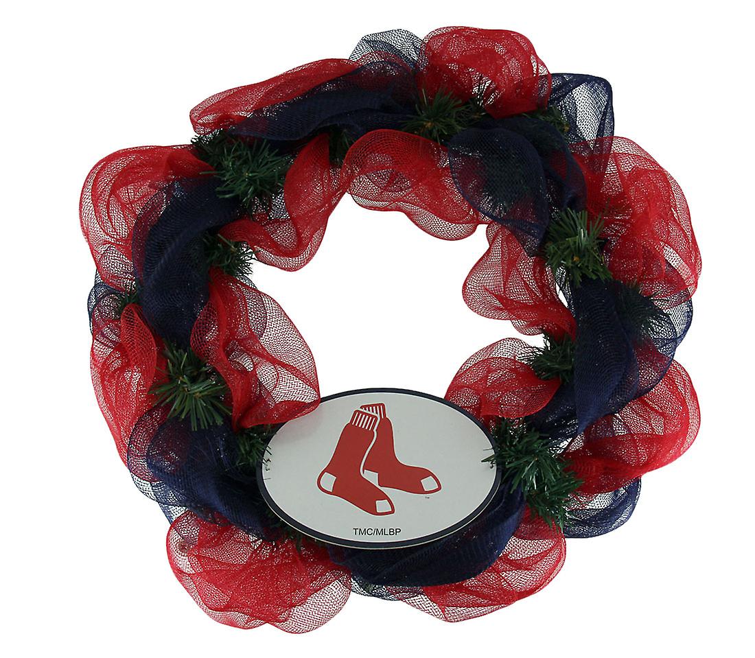 MLB Boston Red Sox Team Logo Mesh Front Door Wreath