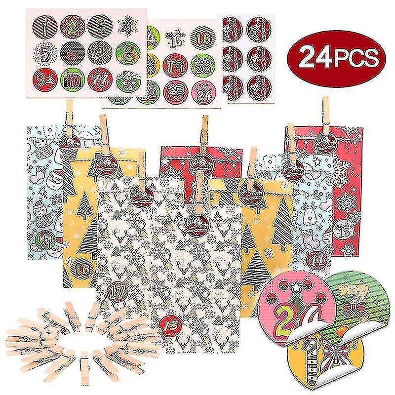 Cute Baking Gift Paper Bag 1 24 Advent Calendar Christmas Kraft Paper Candy Bag Gift Bag