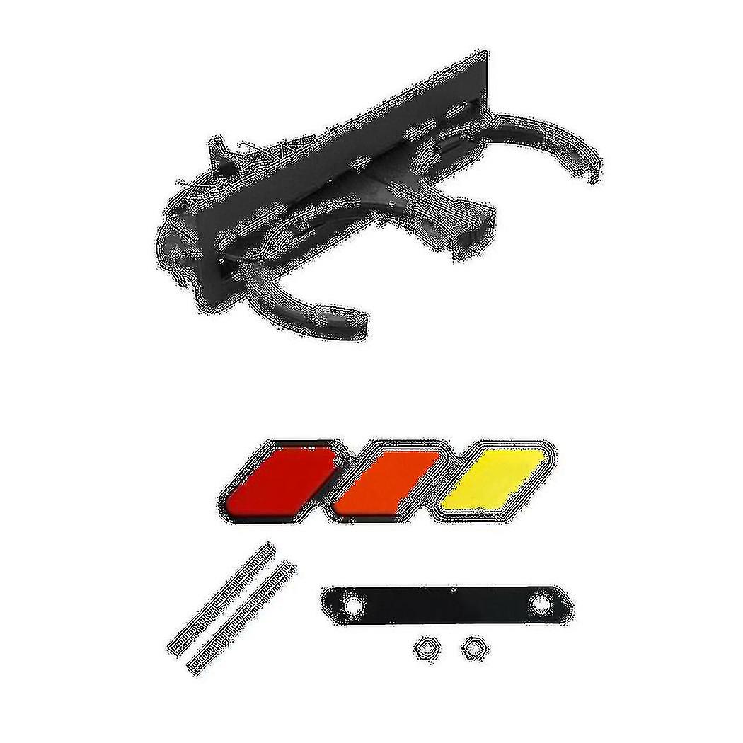 Black Rear Dual Drink Cup Holder For- With Grill Badge Emblem Tri-color, For