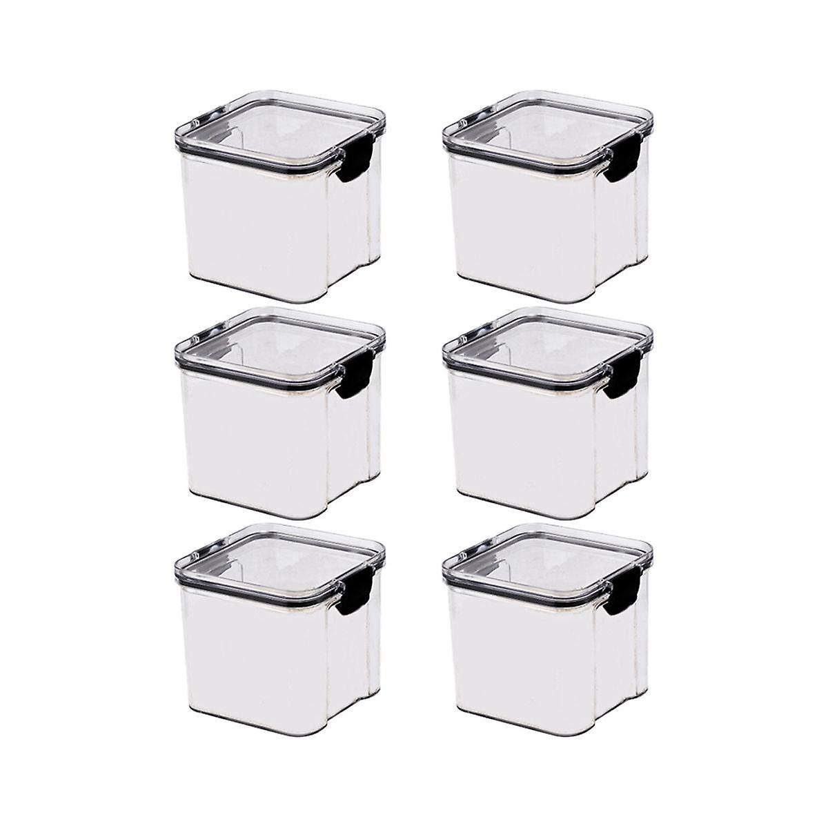 6 Pack 700Ml Kitchen Food Storage Box Organizer Container Set Vacuum Lid Seal Clear Square