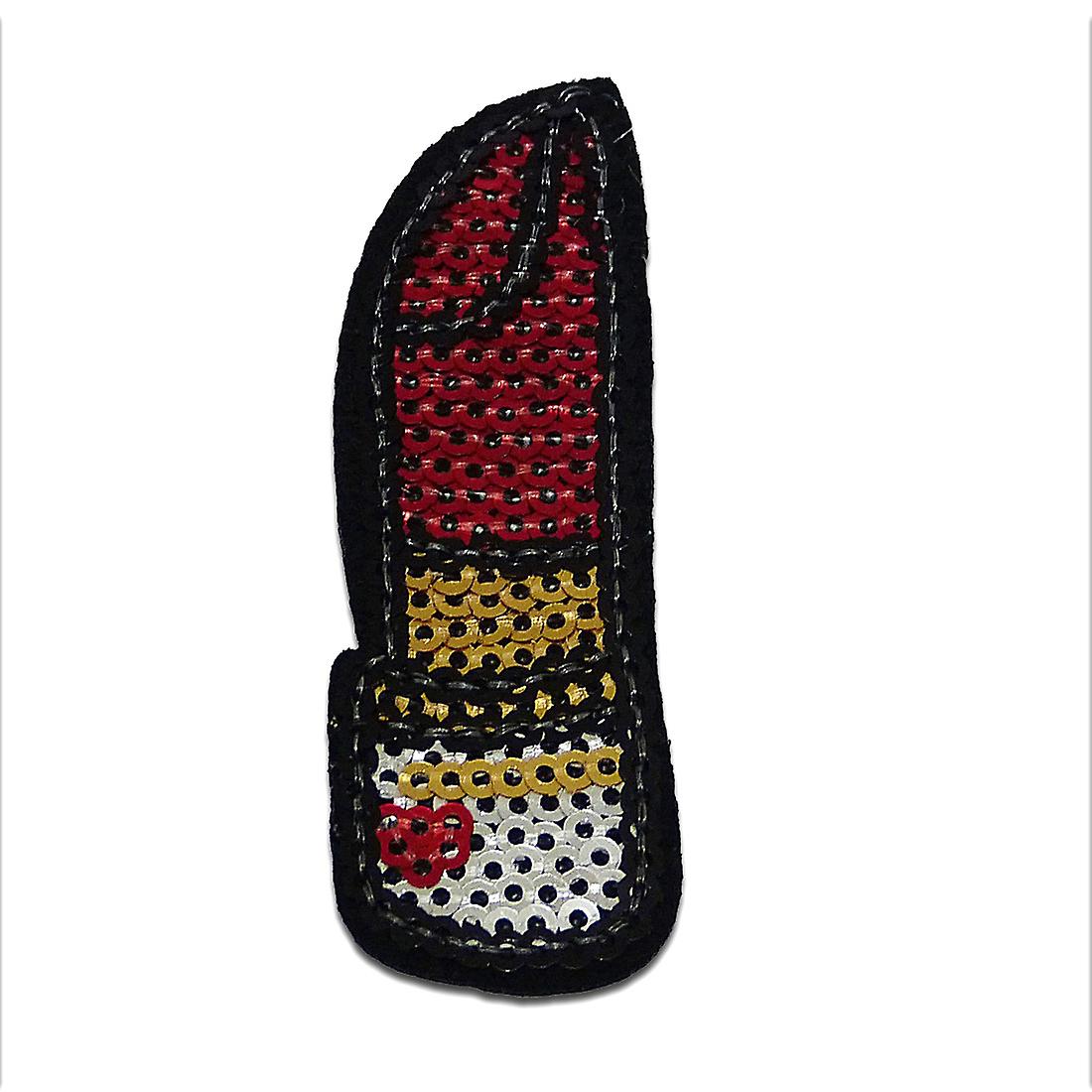 Patch - Lipstick with sequins – red/silver – 6,9x2,3cm - patch