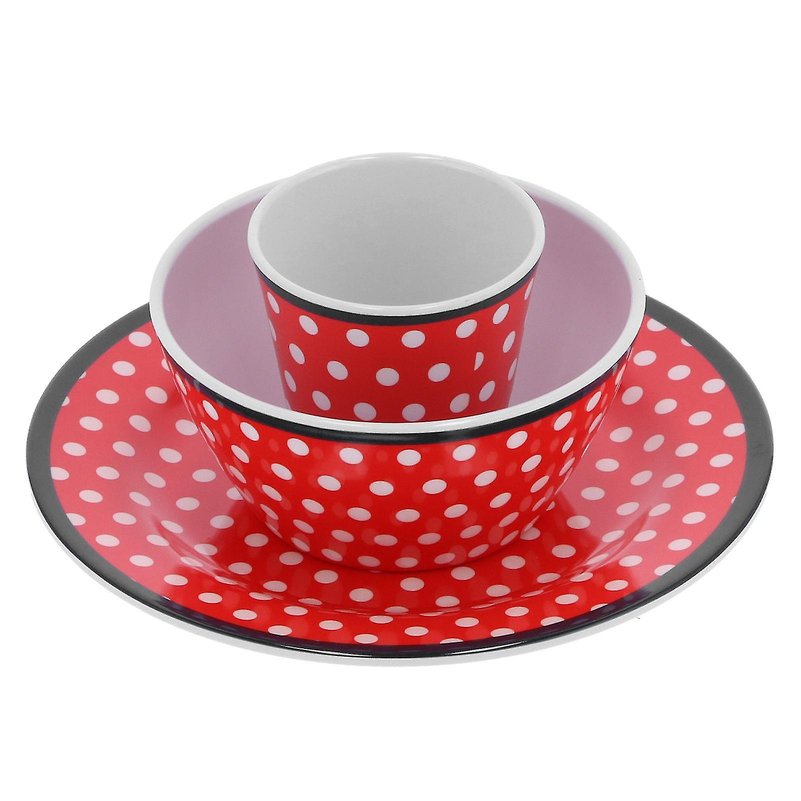 Bol d’assiette à fruits, motif point rouge, ensemble de vaisselle