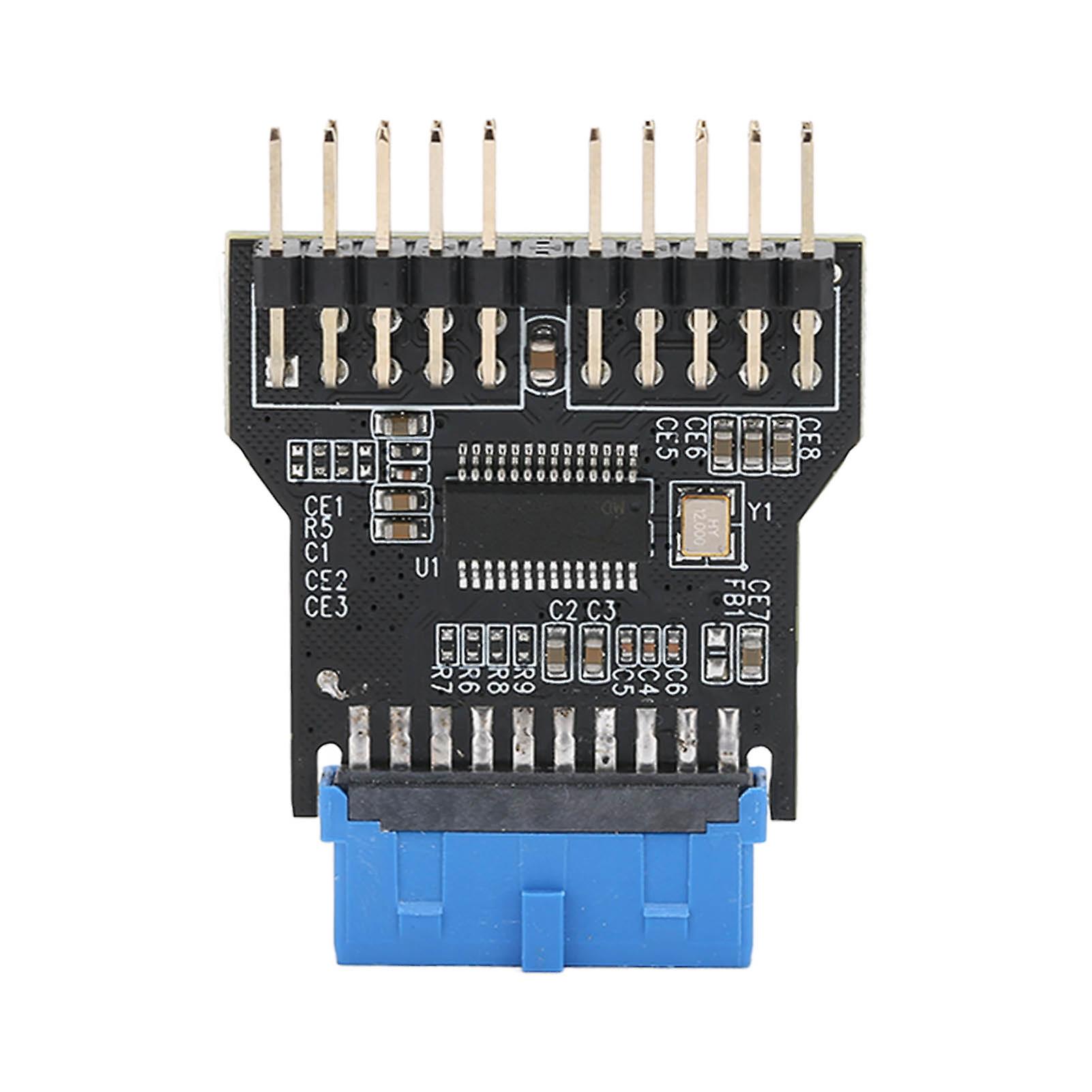 USB 3.0 19 Pin to Dual 9 Pin Adapter, Black PCB, Metal, Plastic, 480 Mbps, USB 3.0 Female Header Splitter for Windows