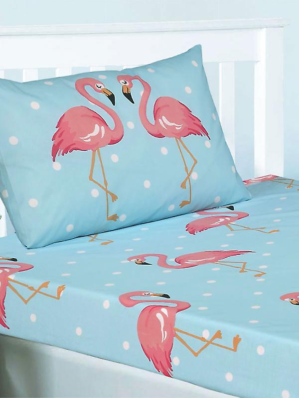 FiFi Flamingo Fitted Sheet and Pillowcase Set