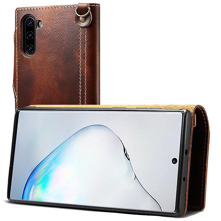 Genuine Leather Wallet Case Card Slot For Samsung Note9 Brown No4310