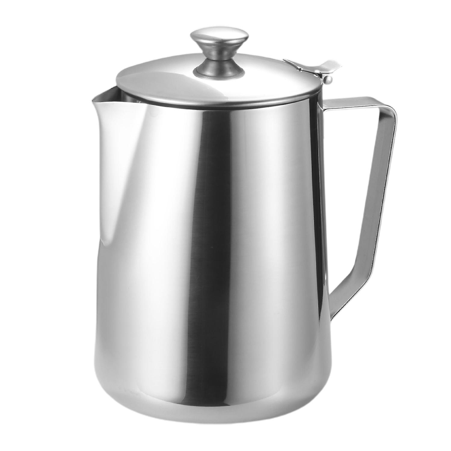 ZHOUBA Coffee Frothing Pitcher with Lid Stainless Steel Latte Art Milk Frother Cup Barista Tool