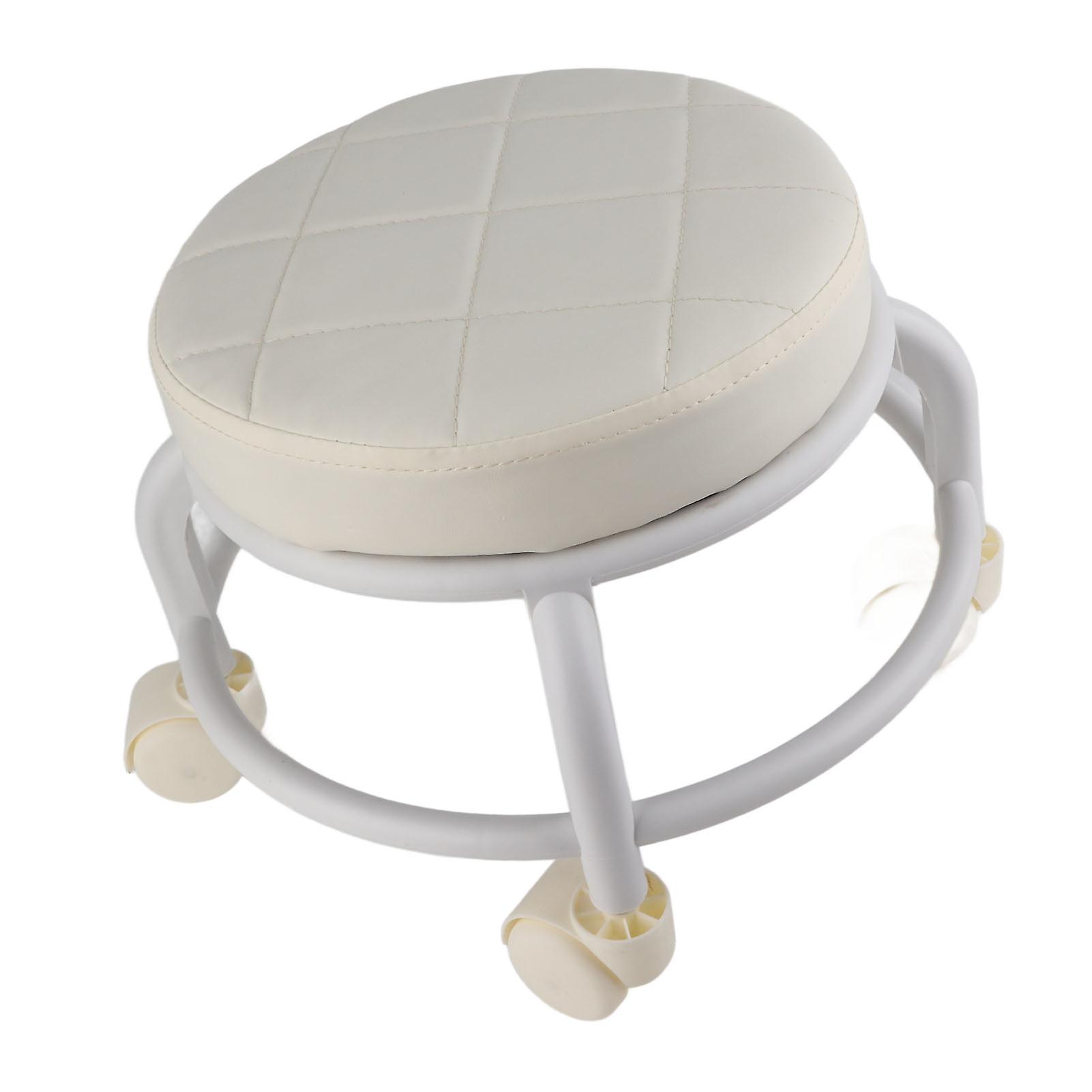 Rolling Ottoman High Density Memory Foam Waterproof Quiet Wheels Double Layers Footrest Stool for Family Office Beige 