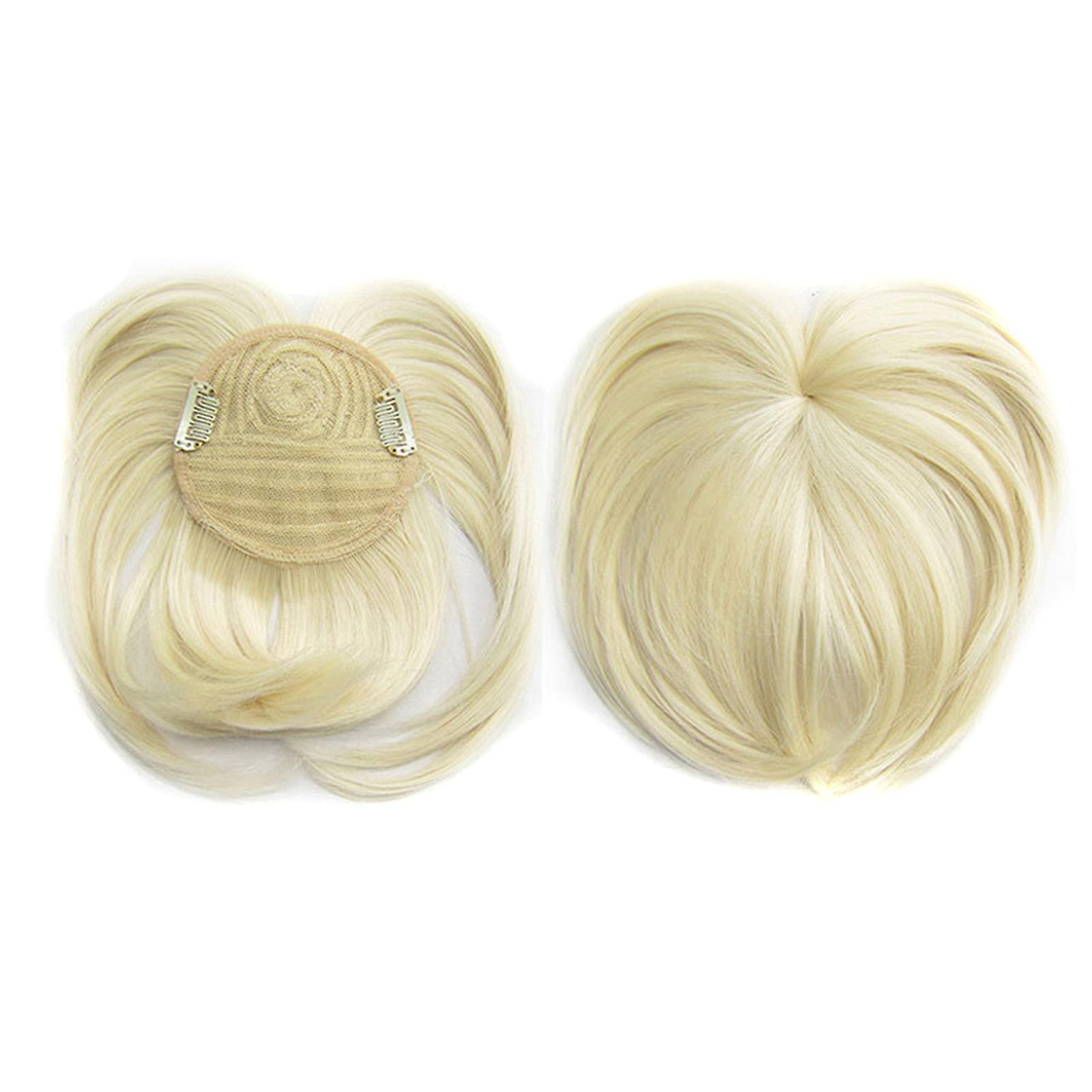 Seamless Silks-Base Hair Topper Fringe Hairpiece Straight Clip in Forehead Topper with Wispy Bangs