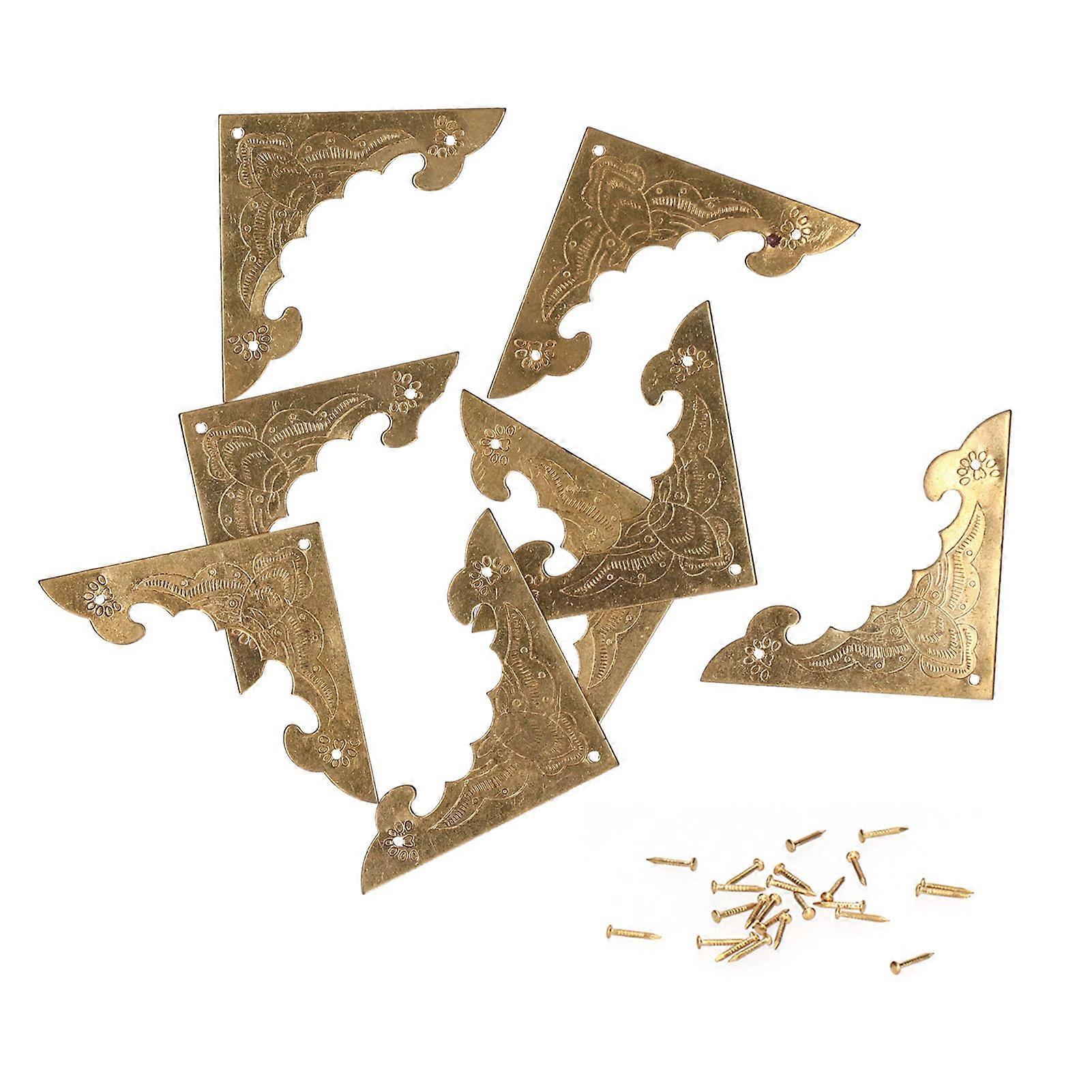 8Set Antique Brass Corner Protector Brass Wooden Box Edge Guard Cover for Cabinet