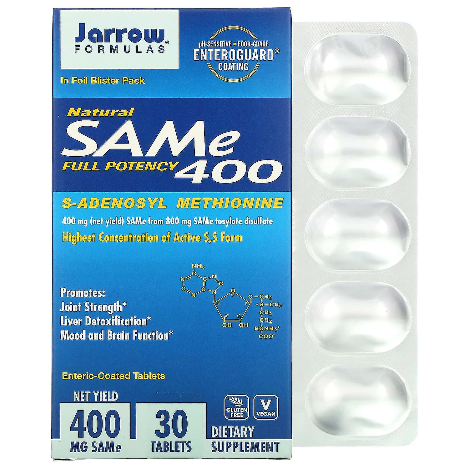 Jarrow Formulas, SAMe (Disulfate Tosylate), 400 mg, 30 Enteric Coated Tablets