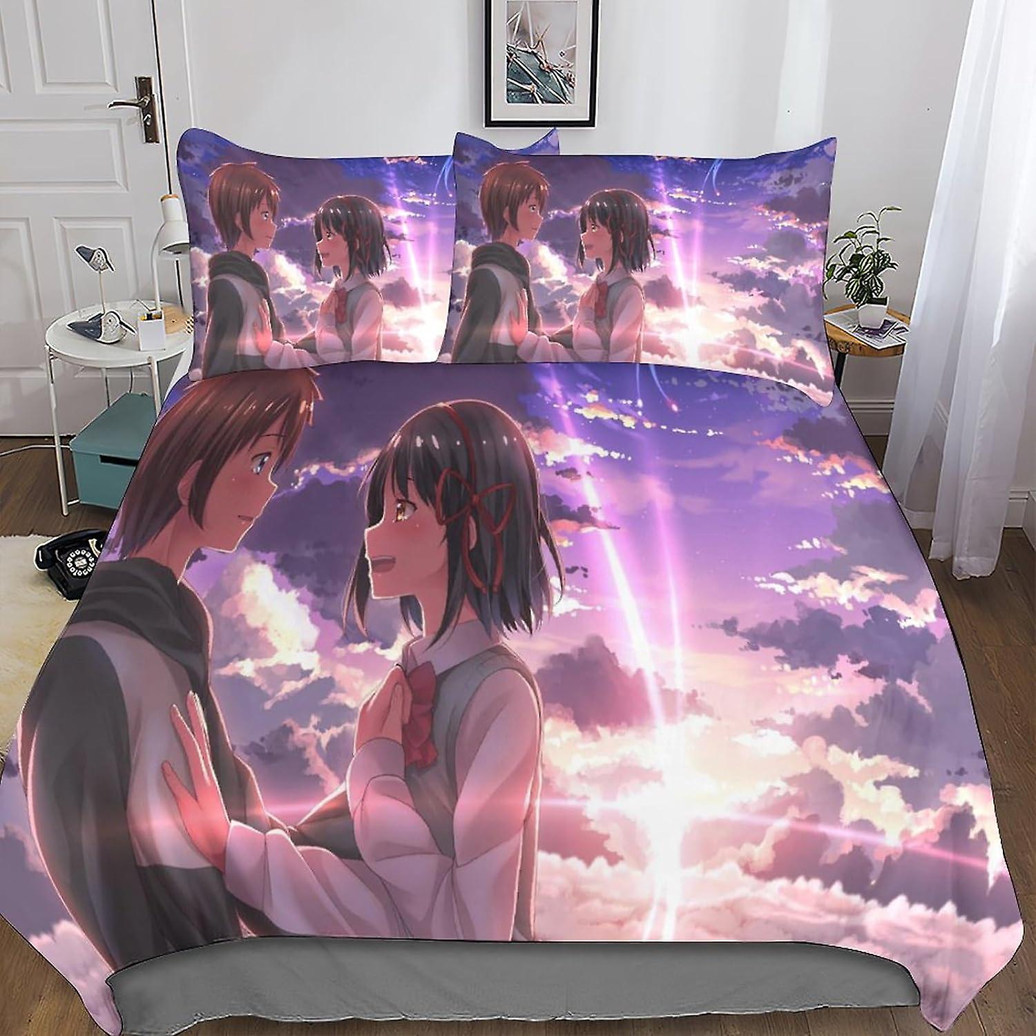 MYPALL Your Name 3-piece Set Bedding Set 3D Print Comforter Cover with Zipper ForTeens And Kids Adults Soft Microfiber Bedspread Cover