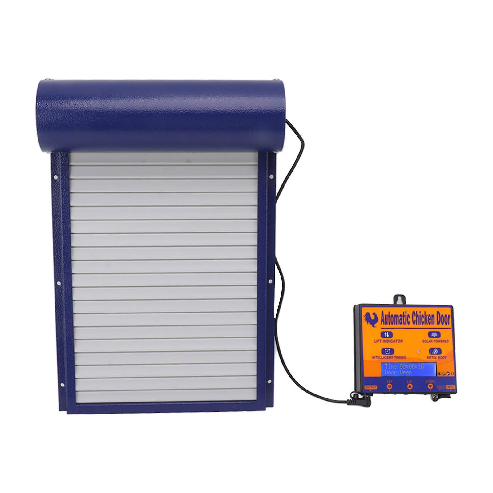 Solar Powered Automatic Chicken Coop Door Auto Chicken Door Opener with Light Sensor Timer Remote Control Blue