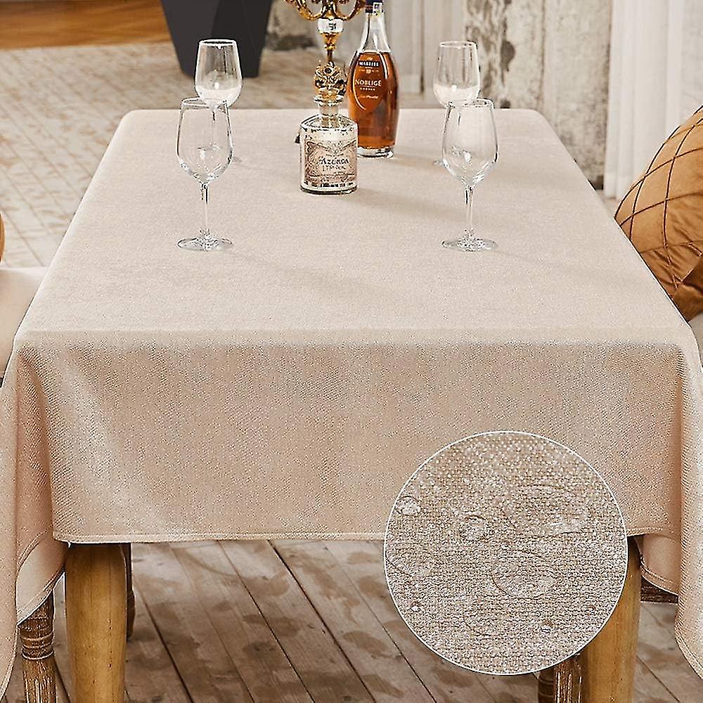 Tablecloth Party Table Decoration Rectangular Linen Effect Tablecloth Waterproof and Stain Proof Tab