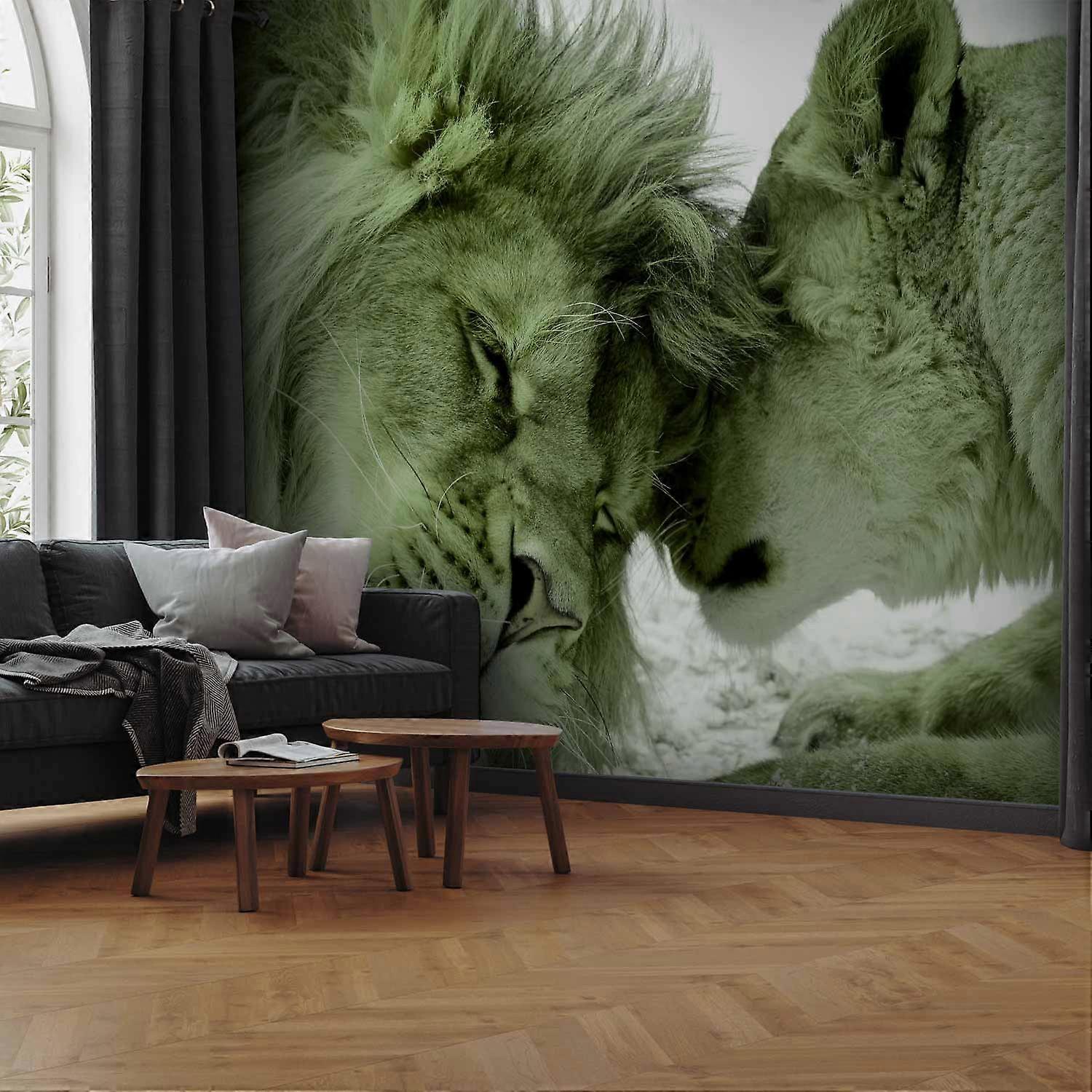 Wall Mural - Lion Tenderness (Green)