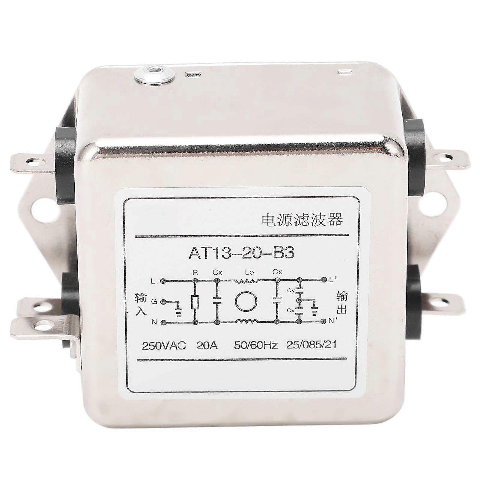 EMI Filter Small Volume Antioxidation Easy Wiring Electromagnetic Interference Filter 20A AC250V