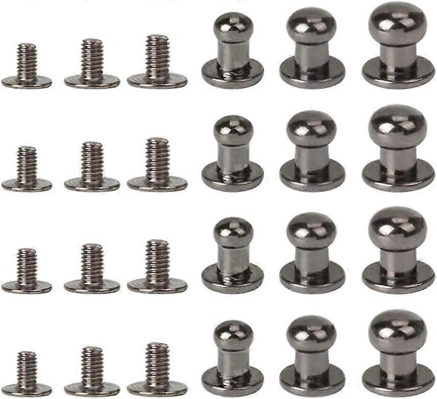 30Pcs Round Head Button Stud Slotted Screw Chicago Screw Post Fastener Spot Rivet Nail Rivet Black