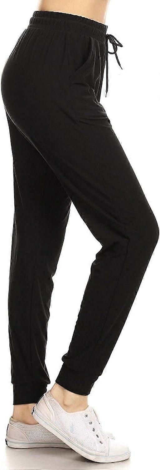Women's Printed Solid Tracksuit Jogging Pants black L