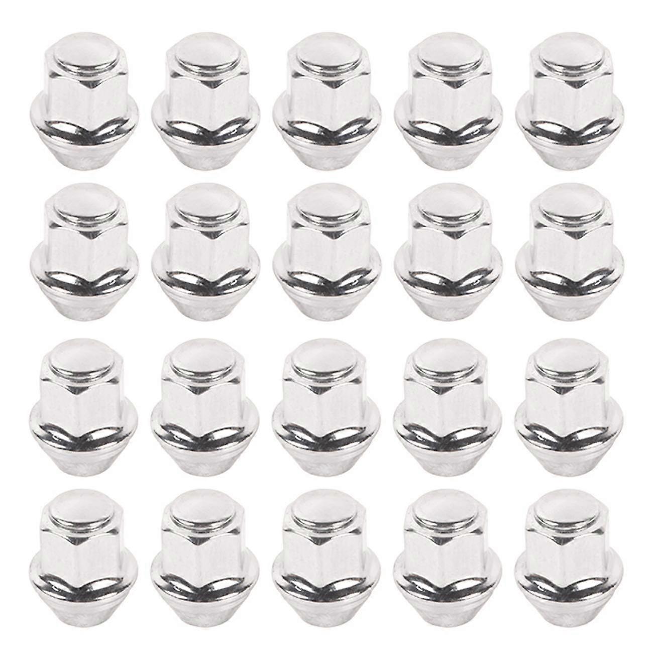 20pc White Lug Nuts Bulge Acorn M12x1.5 Chrome 3/4 Hex A0175A0038