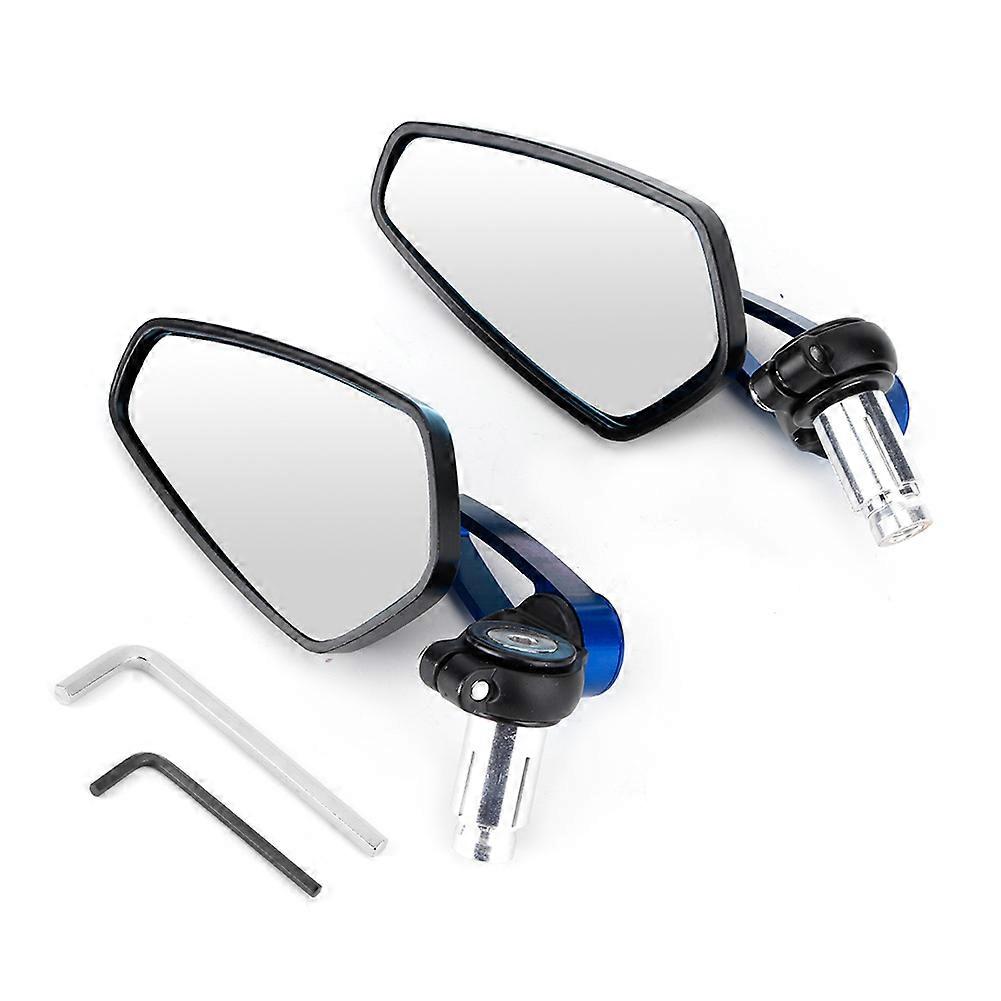 2pcs Motorcycle CNC Handle Aluminum Plane Rear View Side Mirror Reflector AccessoryBlue E2U513