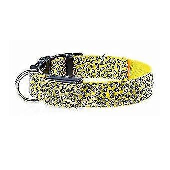 Leopard Led Adjustable,night Safety Nylon Luminous Pet Dog Collar Yellow-xs:28-38cm Aespa