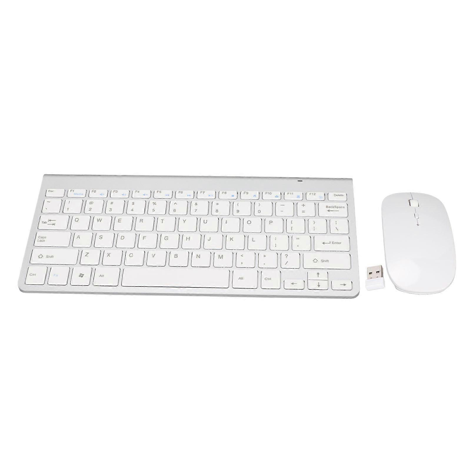 Keyboard Mouse Set 2.4G Wireless 78 Keys USB Thin Etched Keycaps Ergonomics Mute Button Computer Keyboards Mouse Silver