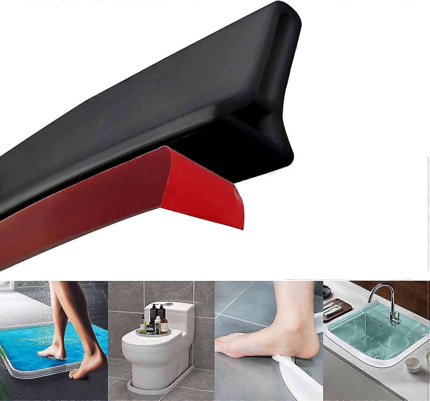 PIAO Stänkskyddsprofil badrum, vattenhållande bar, högkvalitativ stänkskyddsbar dusch, hopfällbar duschdörrtröskel, håller vattnet inne