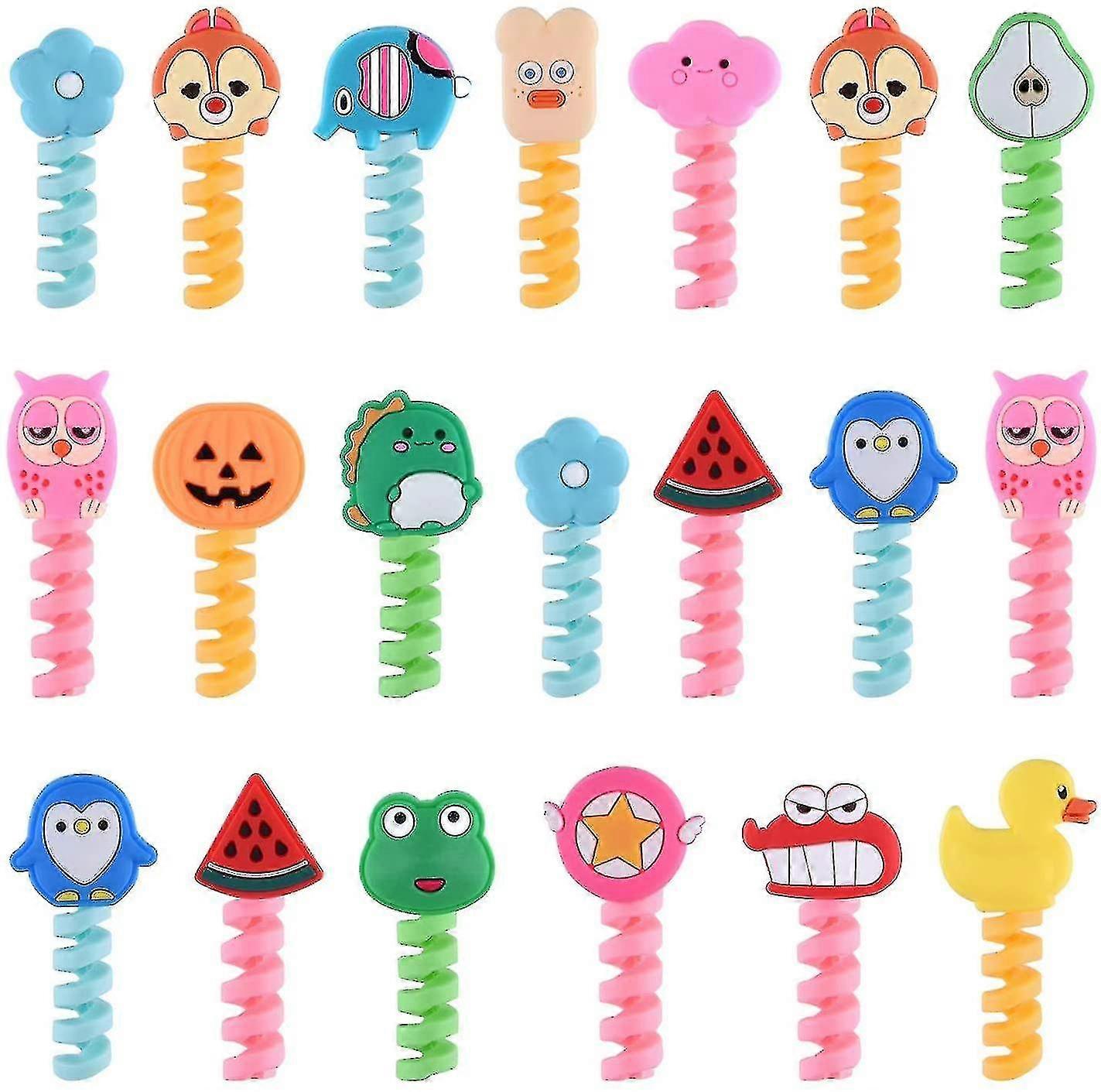 20 Pcs Cartoon Cable Protectors Usb Cable Saver Silicone Flexible Cable Wire Protectors For Most Cellphone Data Lines Phone Accessory (random Style)