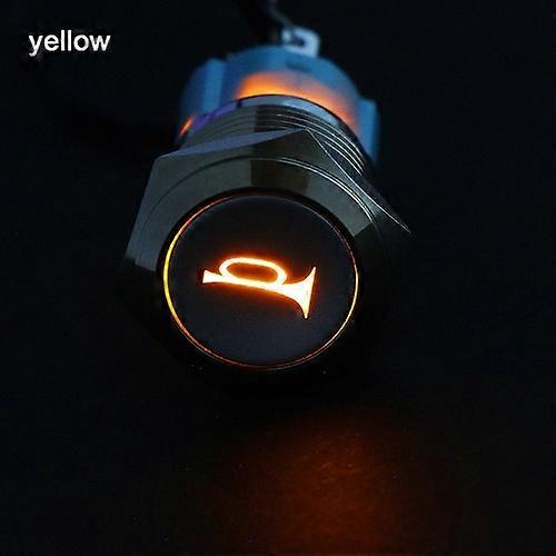 New 5/8" 12V 16mm LED Power Light Momentary Push Horn Button Metal Switch Push Button Car Latch Speaker Bell Horn
