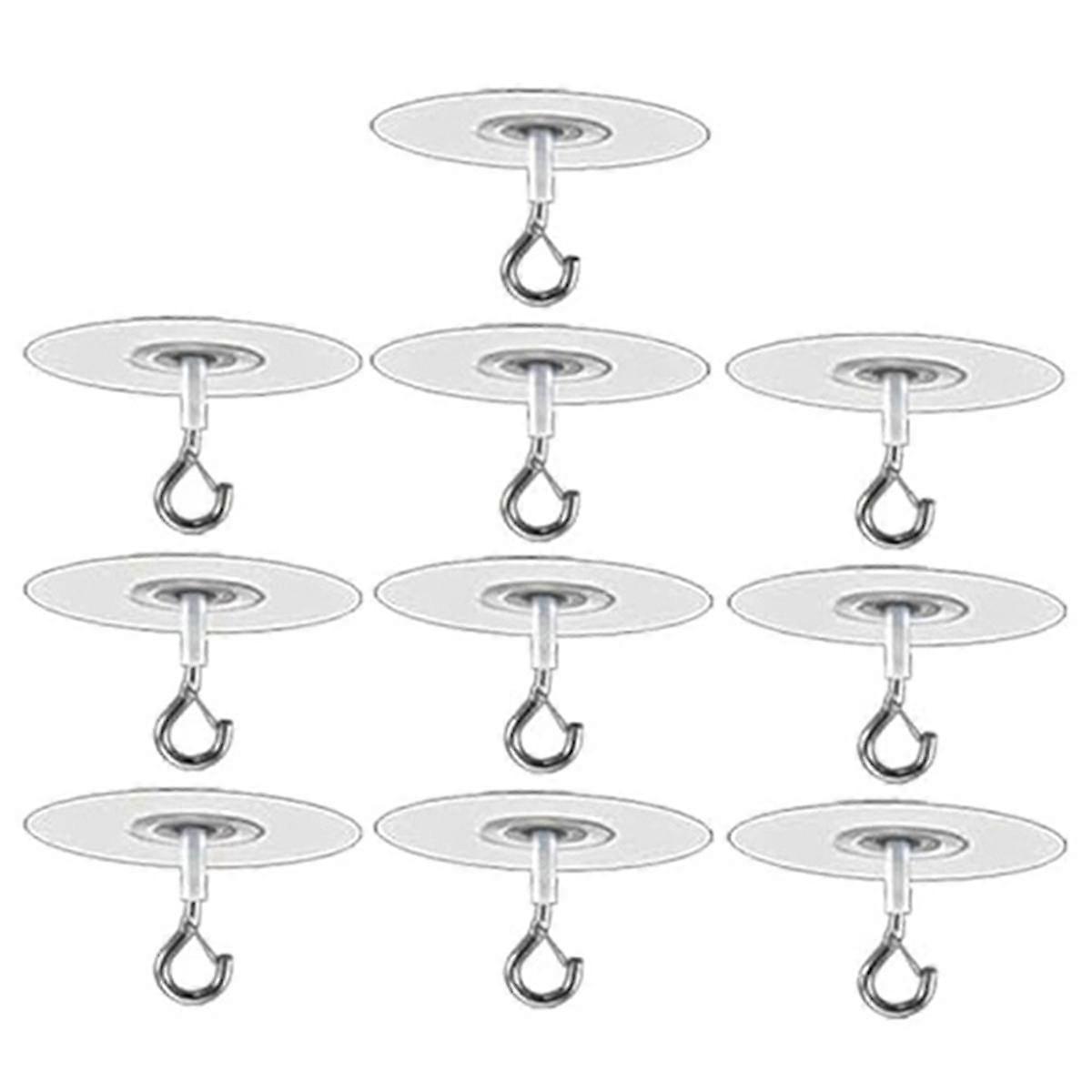 10Pcs Adhesive Ceiling Hooks for Popcorn Concrete Textured Ceiling Wall Surface, No Drilling Self A