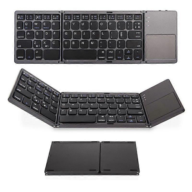 Three-Fold  Mini Bluetooth Keyboard Wireless Aluminum alloy Keyboard With Mouse Touchpad