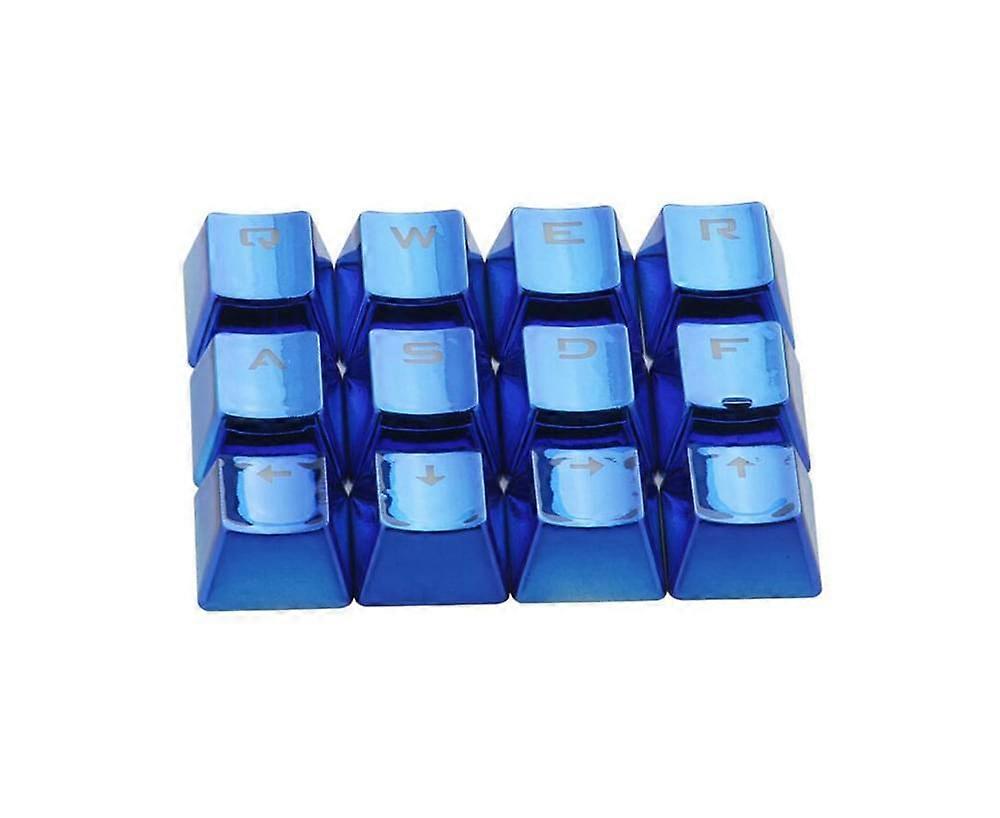 12Pcs/Set PET Electroplating Gaming Keyboard Key Caps Replacement Button Set - Blue